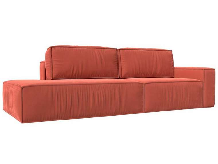 Прямой диван-кровать Прага модерн кораллового цвета подлокотник справа