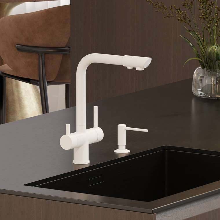 Смеситель для кухни WasserKRAFT A8357 белого цвета