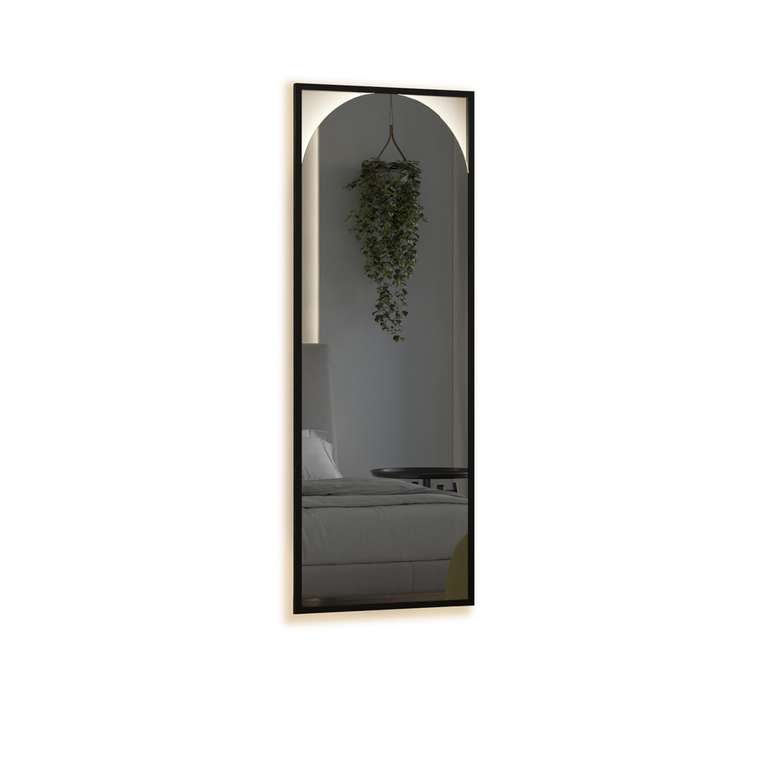 Парящее настенное зеркало Portal 60х150 с подсветкой в алюминиевой раме черного цвета  