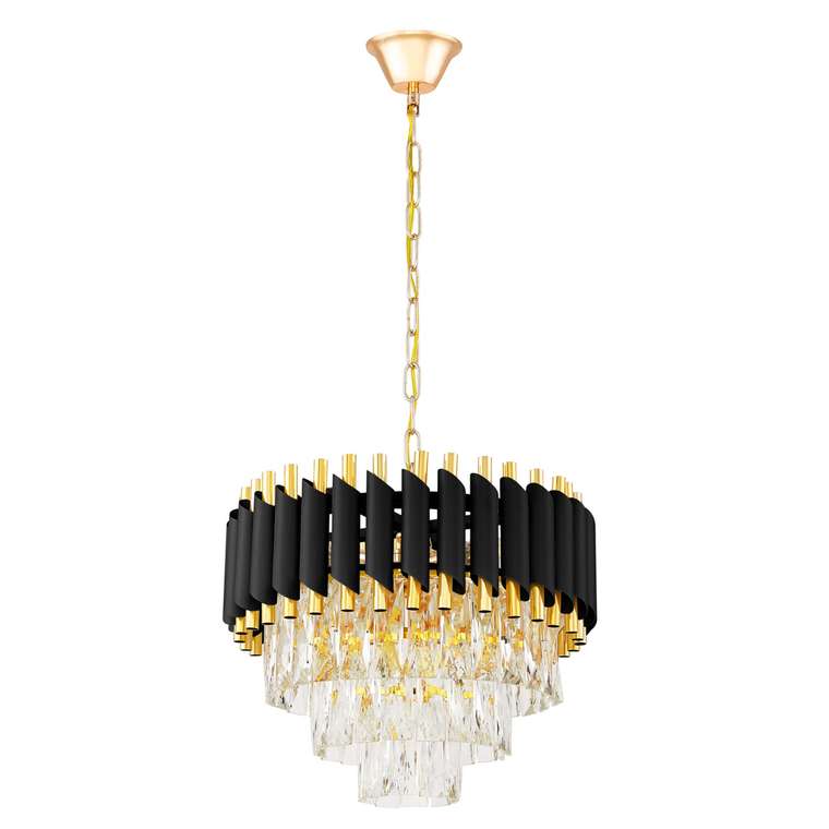 Хрустальная подвесная люстра Lumina Deco Funneli LDP 6003-400 BK+F.GD