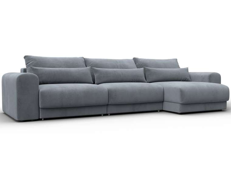 Угловой диван-кровать Лига-056 Лонг серого цвета