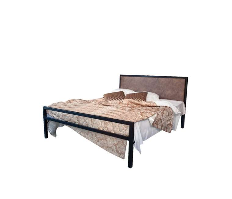 Кровать Лоренцо 180х200 черного цвета с коричневой вставкой