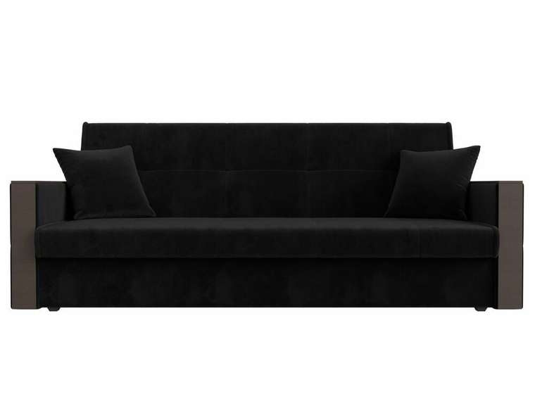Прямой диван-кровать Валенсия черного цвета (книжка)
