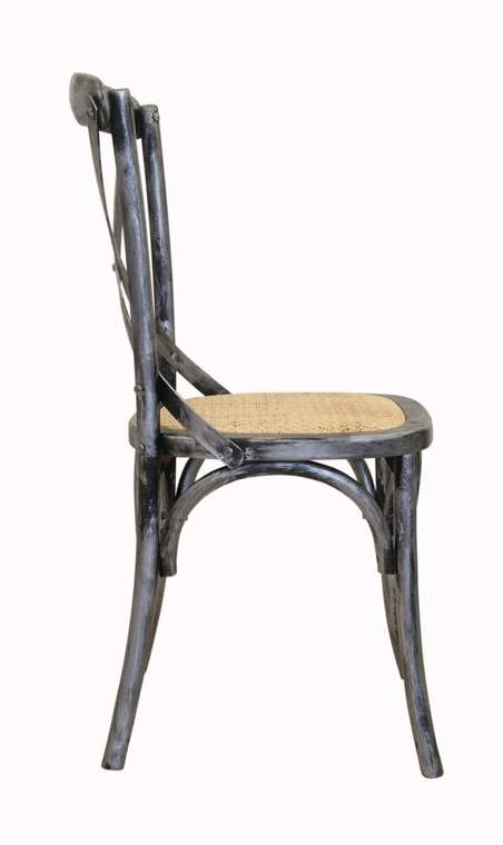 Венский стул Cross Back Silver с сидением из ротанга