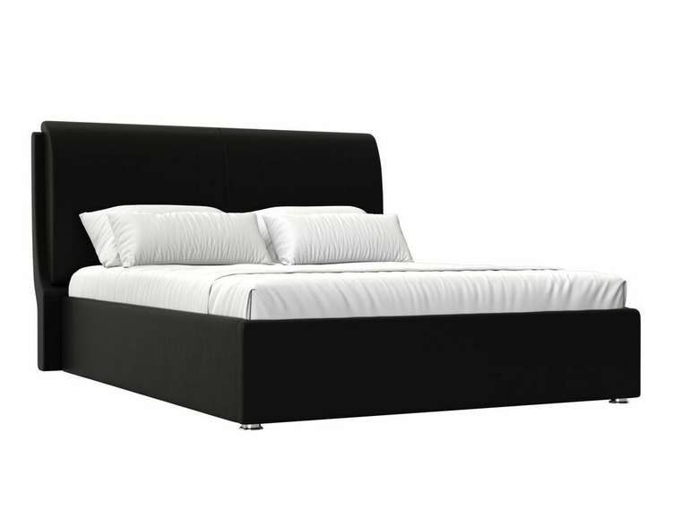 Кровать Принцесса 200х200 черного цвета с подъемным механизмом (экокожа)