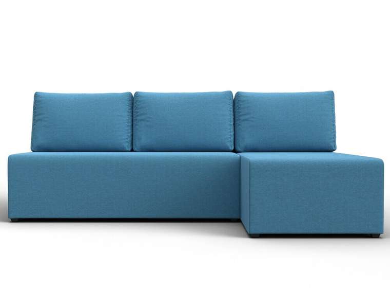 Угловой диван-кровать Поло голубого цвета правый