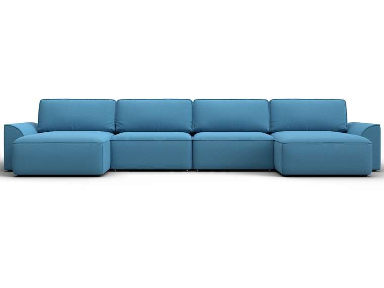 Угловой диван-кровать Лига-048 лонг голубого цвета