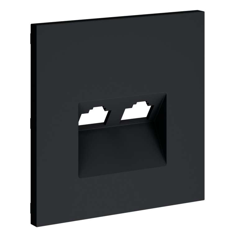 Накладка для розетки компьютерной двойной RJ45+RJ45 кат.6, S70 (графит)