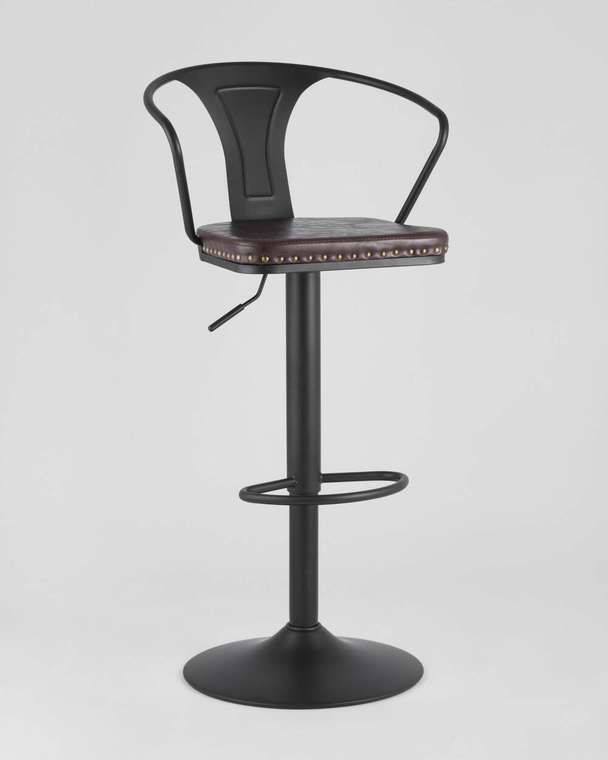 Барный стул Tolix Arms Soft с каркасом из металла черного цвета