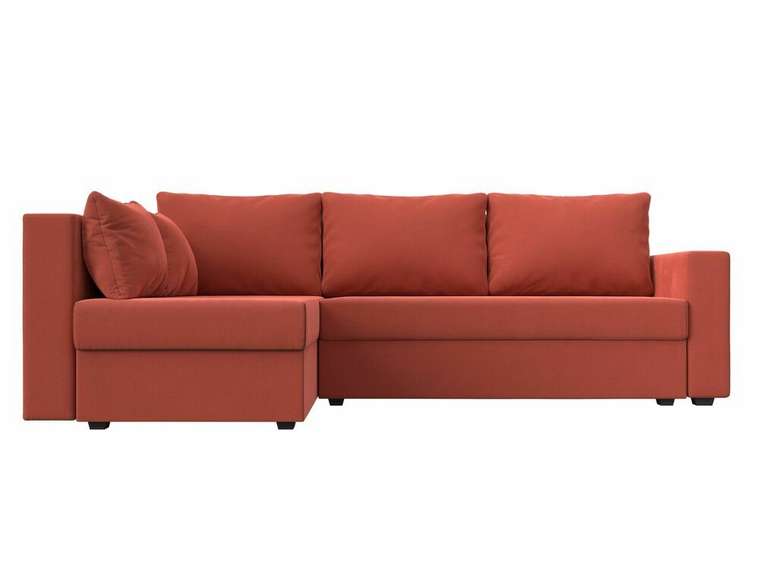 Угловой диван-кровать Мансберг кораллового цвета левый угол