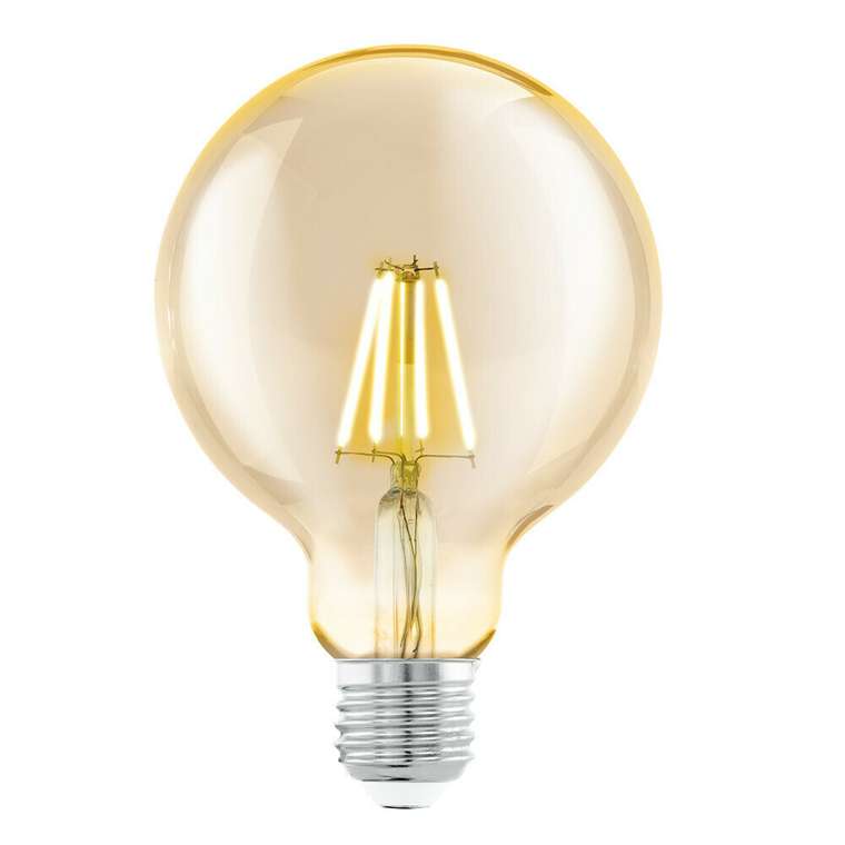 Светодиодная лампа филаментная G95 E27 4W 330Lm 2200K янтарного цвета