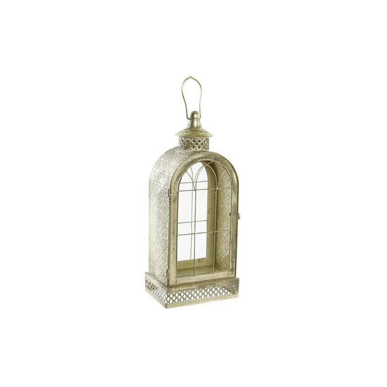 Фонарь DKD Home Decor Стеклянный Позолоченный Металл (18 x 13 x 43 cm)