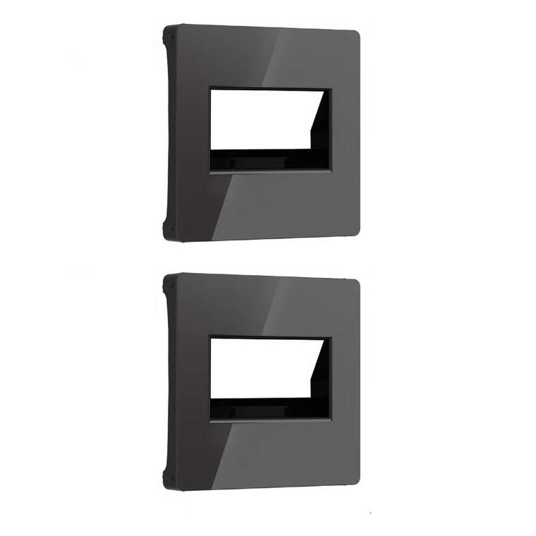 W1191148/ Накладка для двойной розетки Еthernet RJ-45 (черный акрил) - комплект 2 шт. W1191148 Встраиваемые механизмы серебряный рифленый