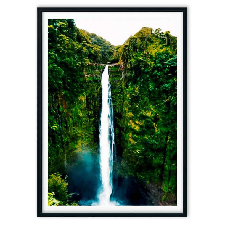 Постер в рамке Водопад Гавайи 21х30 см