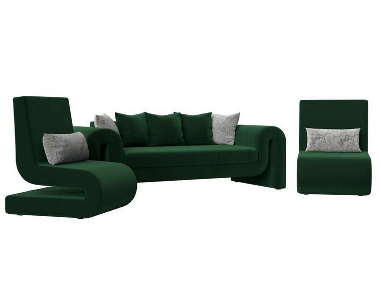 Набор мягкой мебели Волна 1 зеленого цвета