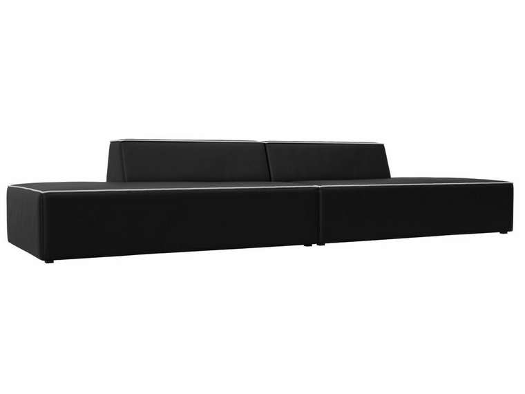 Прямой модульный диван Монс Лофт черного цвета с белым кантом (экокожа)