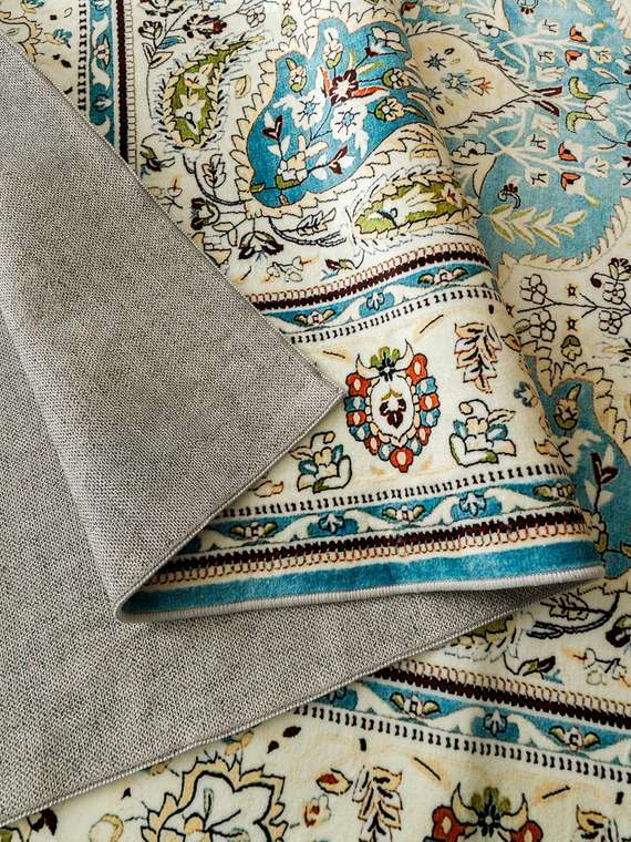 Ковер Silk loretto 80x150 бежево-бирюзового цвета