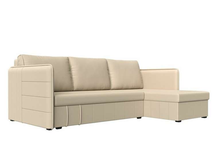 Угловой диван-кровать Слим бежевого цвета (экокожа) правый угол