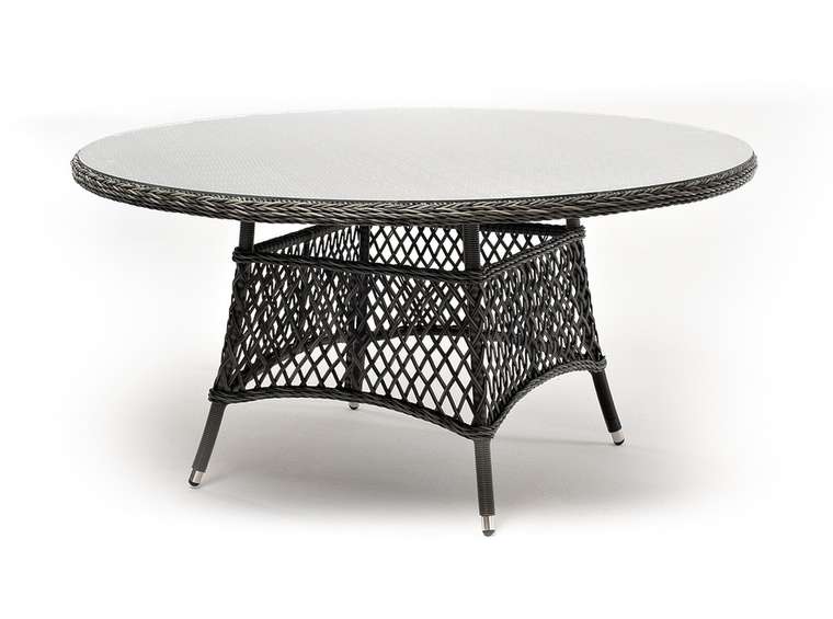 Плетенный стол Эспрессо D150 графитового цвета