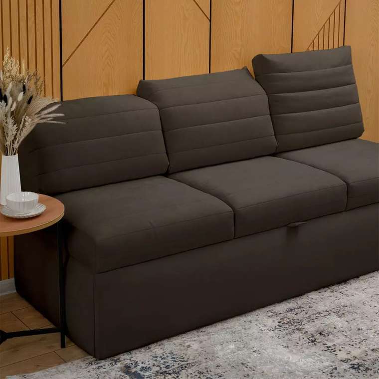 Прямой диван-кровать Цезарь темно-коричневого цвета