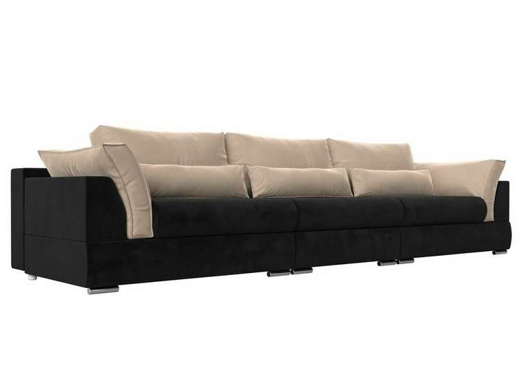 Прямой диван-кровать Пекин Long черно-бежевого цвета