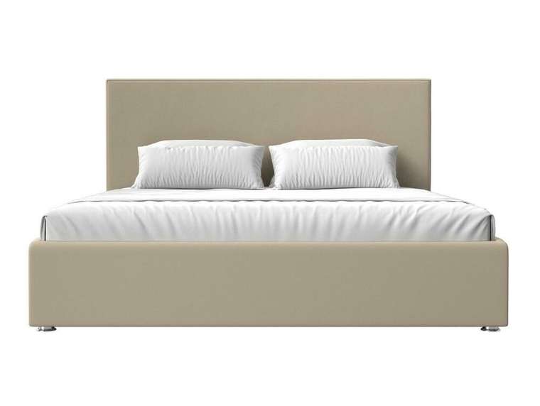 Кровать Кариба 200х200 бежевого цвета с подъемным механизмом (экокожа)