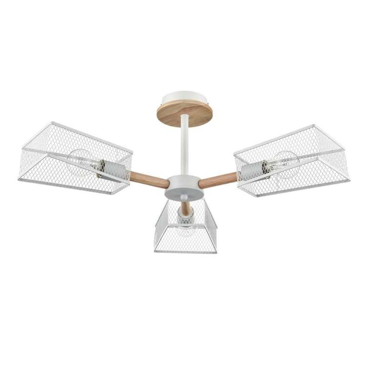 Потолочная люстра на штанге Lumion Irma 8246/3C белый, металл/дерево Е27 3*60W 220V