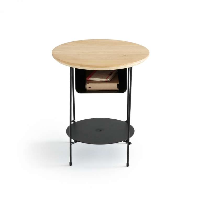 Прикроватный столик из металла и дерева Bangor черного цвета