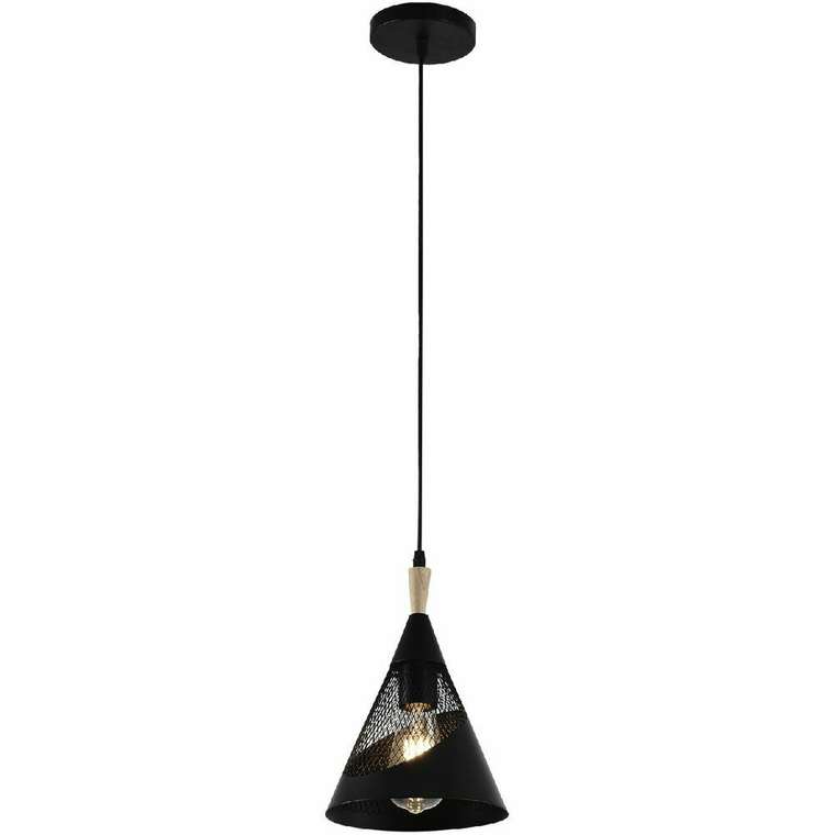 Подвесной светильник 03250-3.9-01 BK+WOOD (металл, цвет черный)