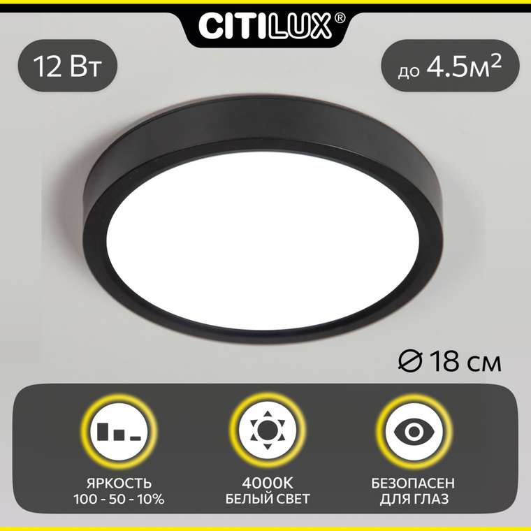 Citilux Бейсик CL738121N Светильник накладной Чёрный