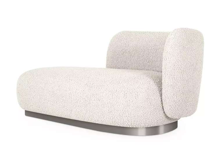 Кушетка-диван Lucca молочного цвета с металлической лентой серого цвета правая 