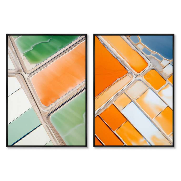 Набор из двух репродукций картин Salt lakes, orange, green, 2024г.