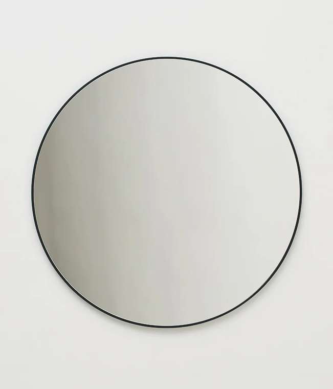 Настенное зеркало Banska 70х70 с подсветкой в тонкой чёрной раме