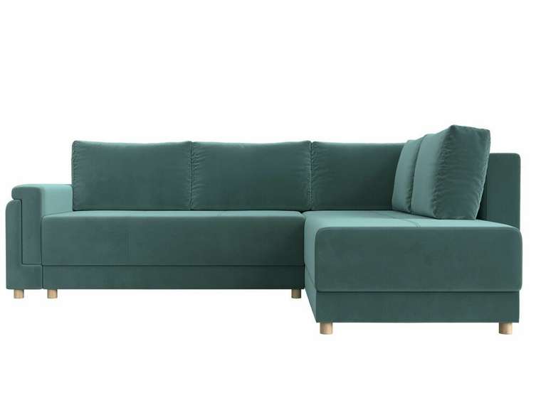 Угловой диван-кровать Лига 024 бирюзового цвета правый угол