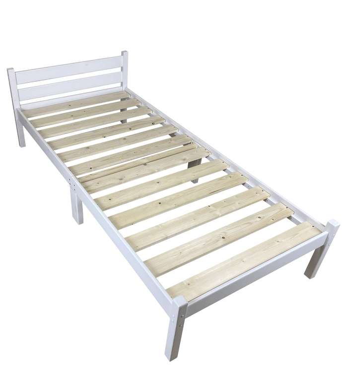 Кровать односпальная Классика Компакт сосновая 80х200 белого цвета