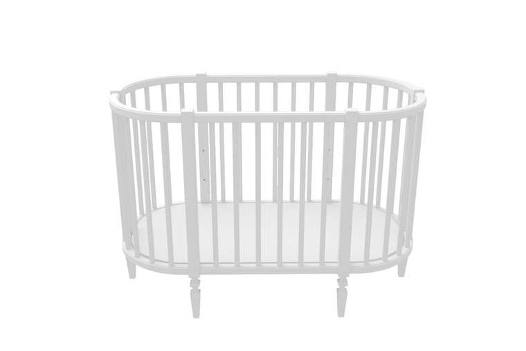 Кроватка для новорожденного овальная белого цвета
