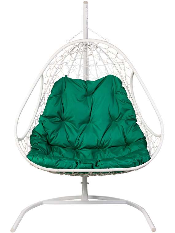 Двойное подвесное кресло Primavera бело-зеленого цвета