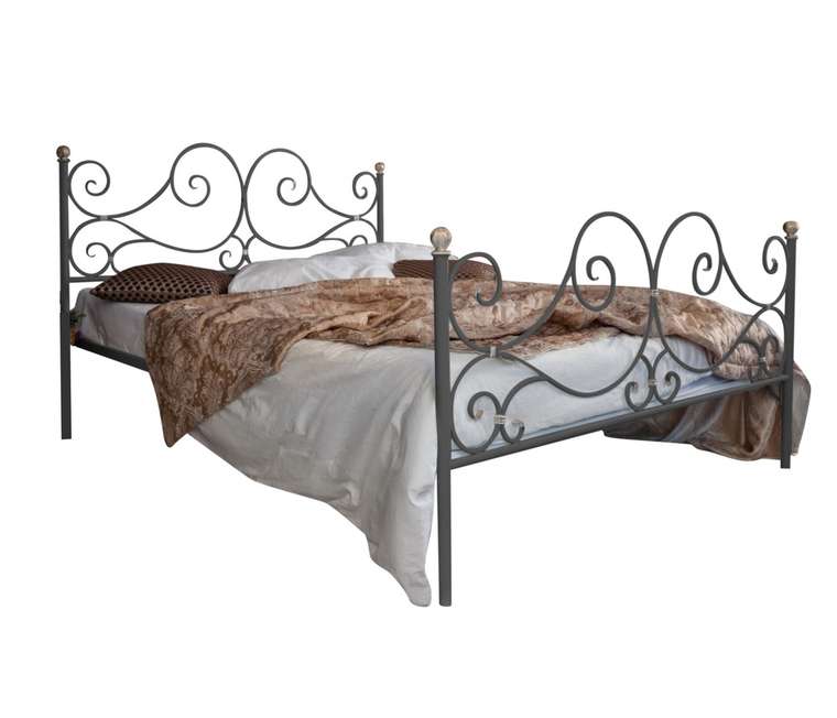 Кованая кровать Верона 140х200 серого цвета