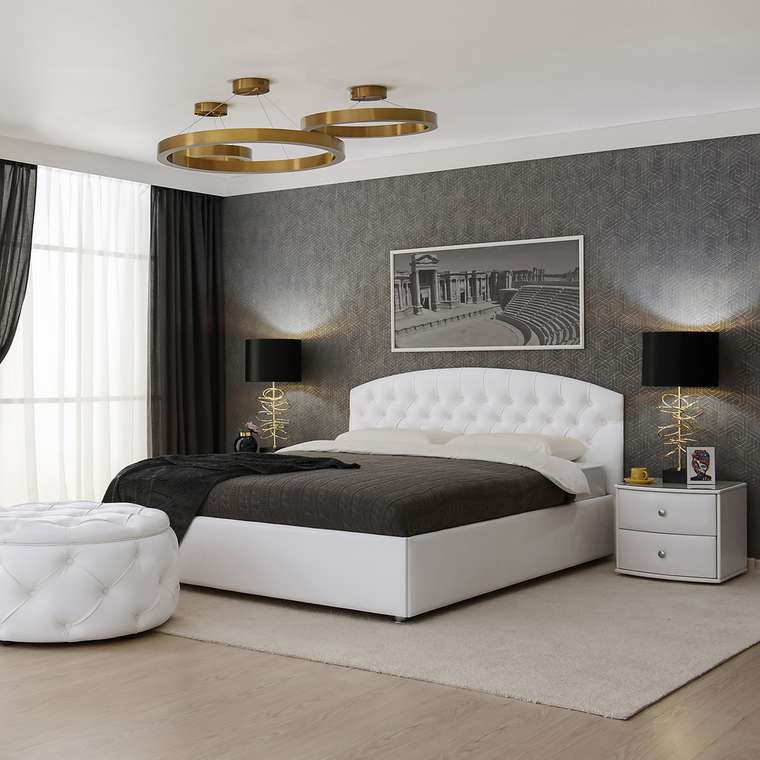 Кровать с подъемным механизмом Пальмира 160х190 белого цвета