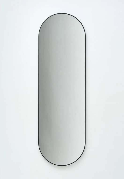 Овальное настенное зеркало Ippo 45х145 в раме черного цвета