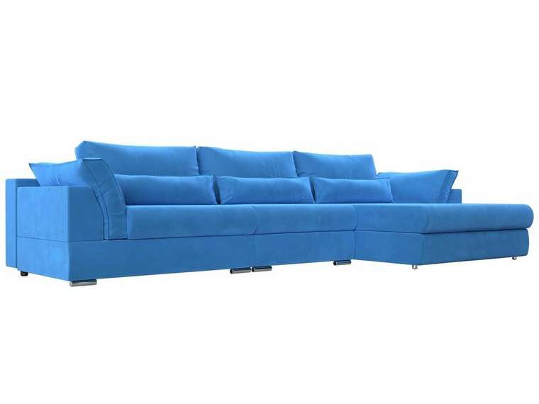Угловой диван-кровать Пекин Long голубого цвета угол правый