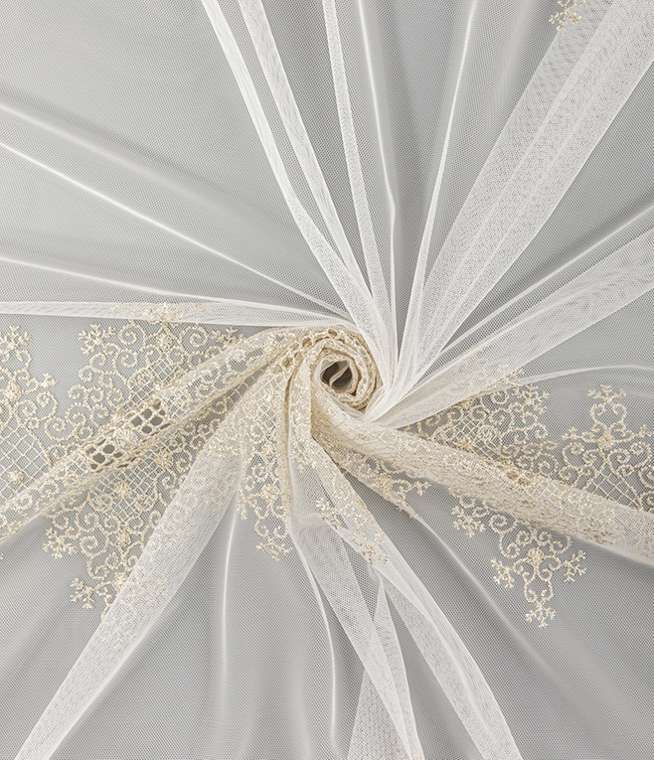тюль Катрин 300х280 белый с золотом