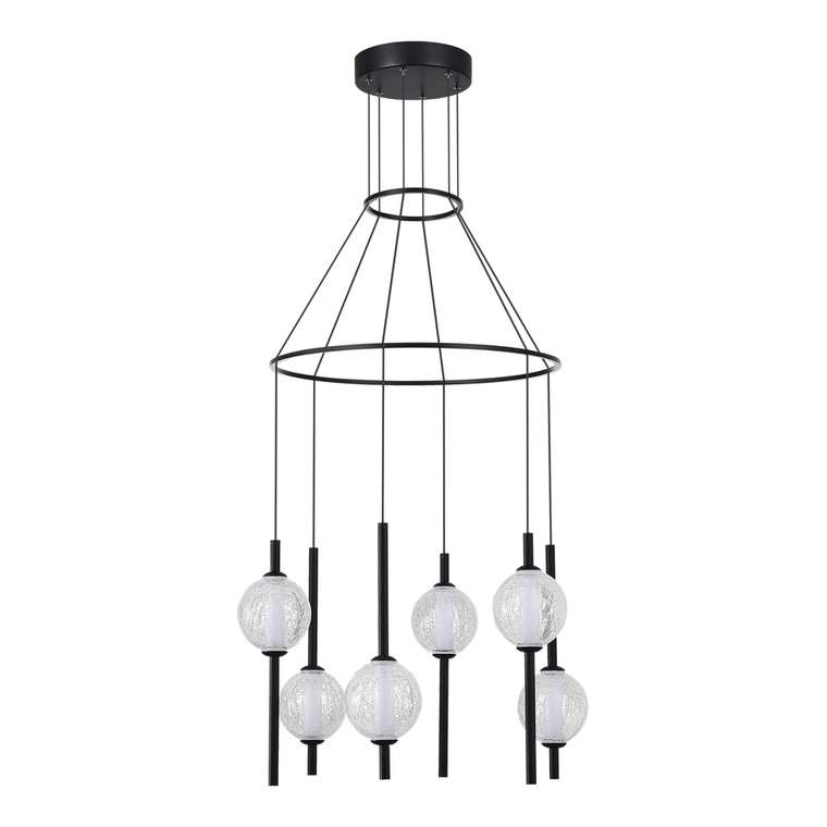 Светильник подвесной ST-Luce Черный/Прозрачное кракелированное стекло LED 6*8,5W 3000K PEEK
