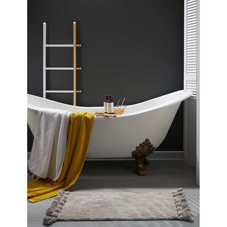 Коврик для ванной Essential 50х80 светло-серого цвета с кисточками 