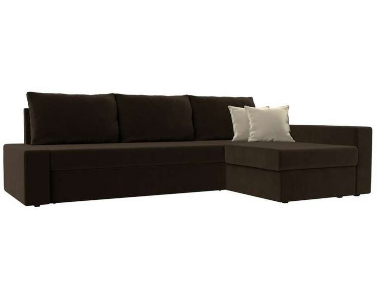 Угловой диван-кровать Версаль коричневого цвета правый угол