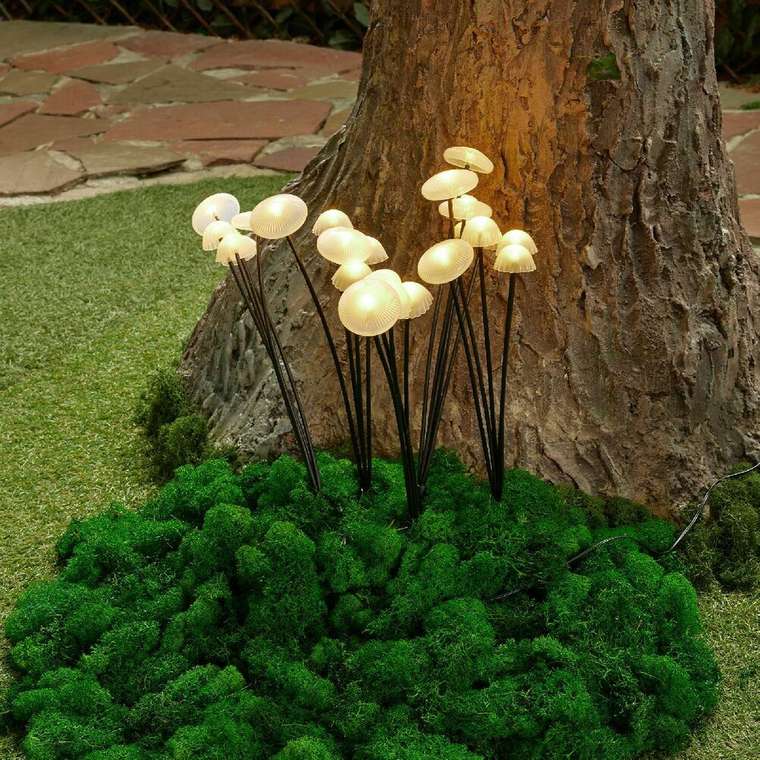 Светильник на солнечных батареях USL-S-832/PM030 FAIRY MUSHROOMS SET25 (силикон, цвет белый)