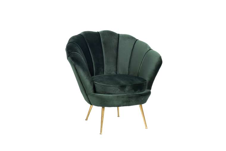 Кресло в обивке из велюра темно-зеленого цвета