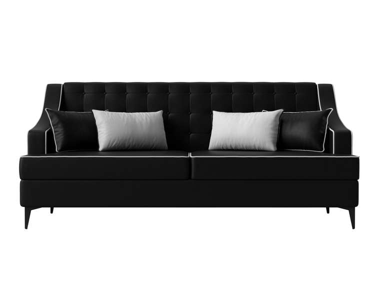 Прямой диван Марк черного цвета (экокожа)