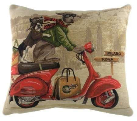 Подушка с принтом Scooter Dogs Red