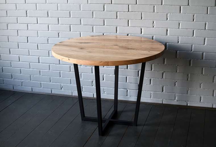 Обеденный стол Slab Round черно-бежевого цвета